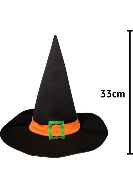 Cadı Şapkası 35CM, Halloween Cadılar Bayramı Şapkası, Büyücü Şapkası Siyah - Turuncu fiyatları