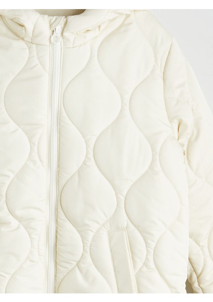 Yeni Sezon Kapüşonlu Kapitone Desenli Kız Çocuk Mont modelleri