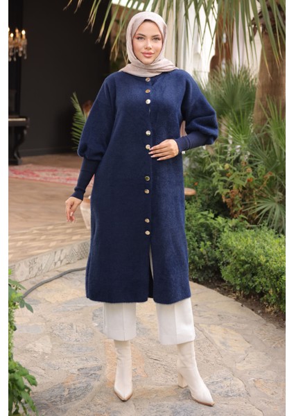 Lacivert Hakim Yaka Angora Yumoş Kaban Hırka fiyatları