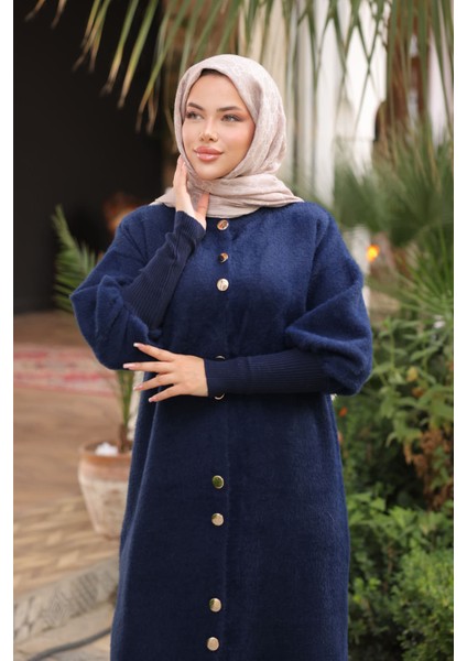 Lacivert Hakim Yaka Angora Yumoş Kaban Hırka fırsatları