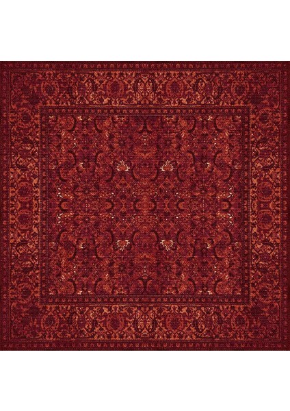 Gerva Çerçeveli Kırmızı Polyester ve Pamuklu Yıkanabilir Kaydırmaz Taban Dijital Baskı Halı fırsatları