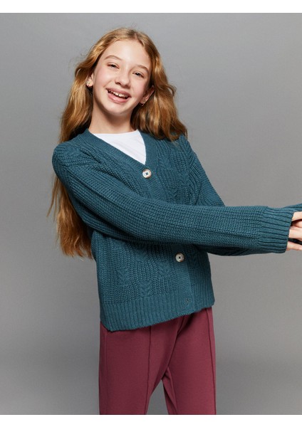 Yeni Sezon V Yaka Kız Çocuk Triko Hırka