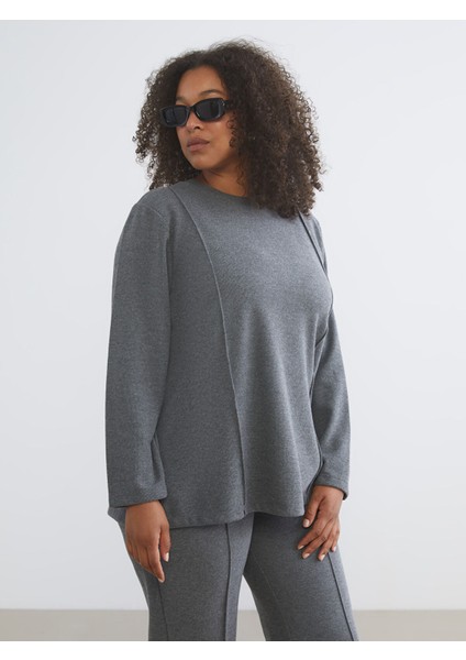 Yeni Sezon Büyük Beden Bisiklet Yaka Kadın Sweatshirt Tunik fiyatları