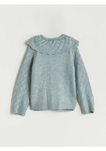 Yeni Sezon Bisiklet Yaka Ajurlu Kız Çocuk Triko Hırka modelleri