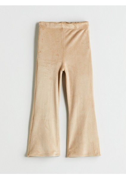 Yeni Sezon Beli Lastikli Ispanyol Paça Kadife Kız Çocuk Tayt