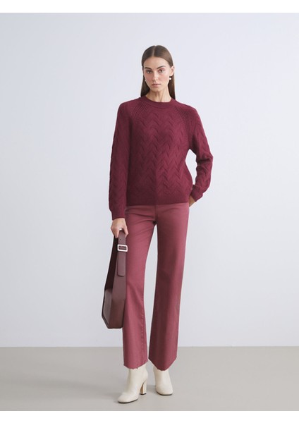 Yeni Sezon Bisiklet Yaka Kendinden Desenli Kadın Triko Kazak fiyatları