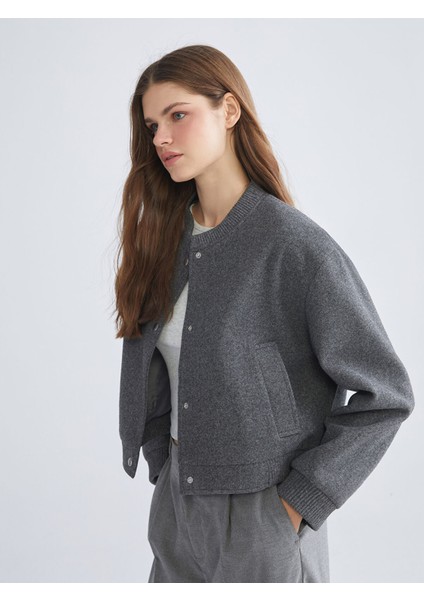 Yeni Sezon Kolej Yaka Kadın Kaşe Mont