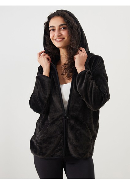 Yeni Sezon Kapüşonlu Pelüş Kadın Pijama Üstü