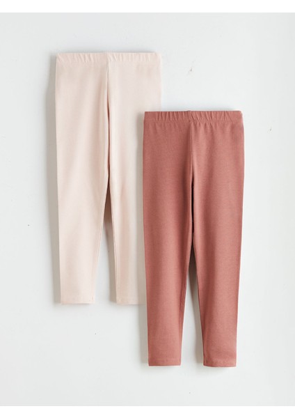 Yeni Sezon Beli Lastikli Kız Çocuk Tayt 2'li