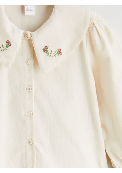 Yeni Sezon Bebe Yaka Çiçekli Kadife Kız Çocuk Gömlek modelleri