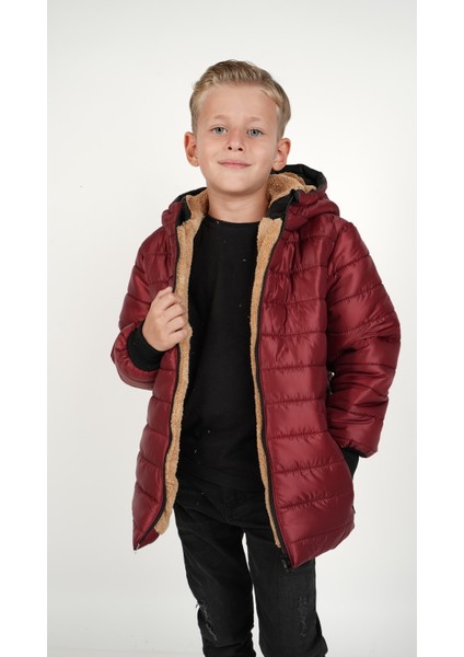 Erkek Çocuk Su ve Rüzgar Geçirmez Içi Kürklü Kapişonlu Mont