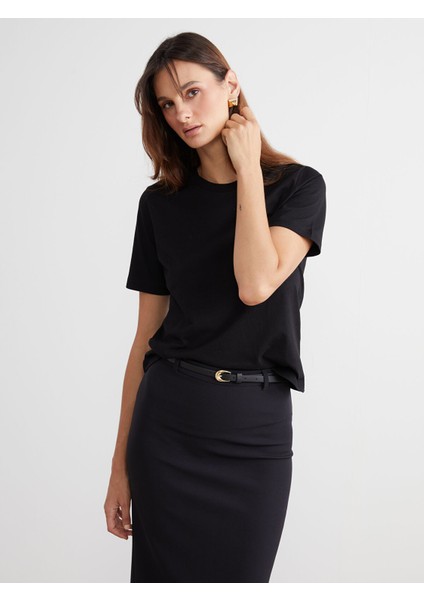 Yeni Sezon Bisiklet Yaka Kadın Tişört