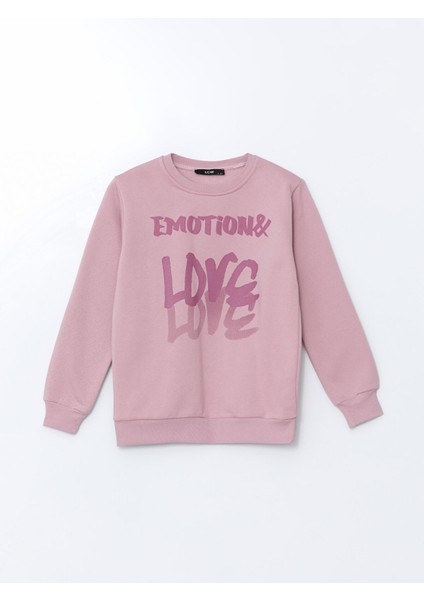 Yeni Sezon Bisiklet Yaka Baskılı Kız Çocuk Sweatshirt