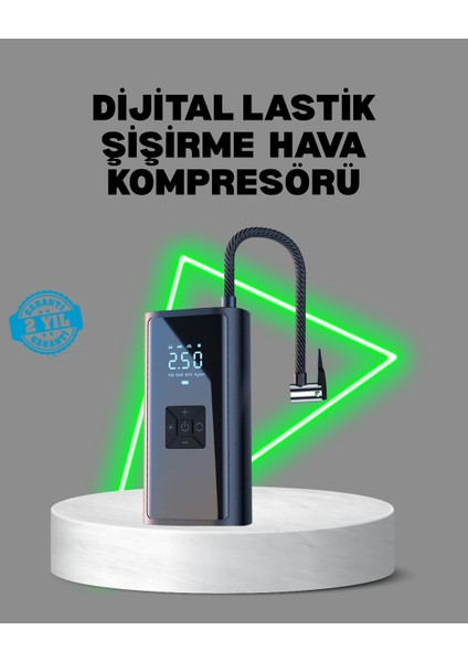 80W Kablosuz Dijital Ekranlı Taşınabilir Lastik Şişirme Pompası