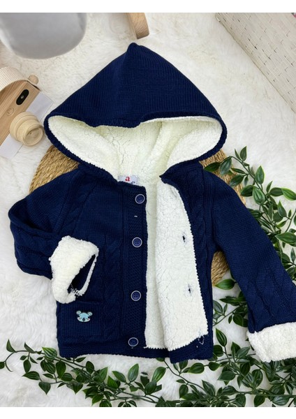 Erkek Bebek Kapüşon Detaylı Triko Ceket - Hırka fiyatları