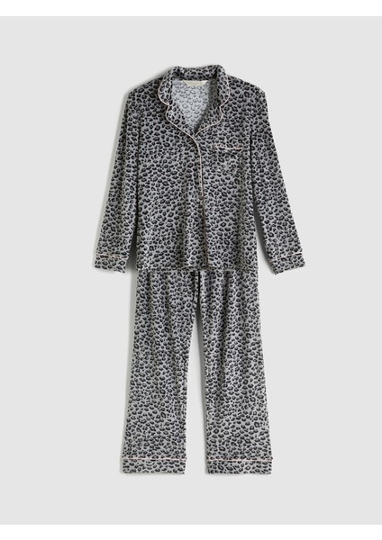 Yeni Sezon Leopar Desenli Kadife Kadın Pijama Takım indirimleri