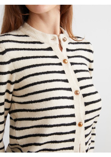 Yeni Sezon Bisiklet Yaka Çizgili Kadın Triko Hırka modelleri