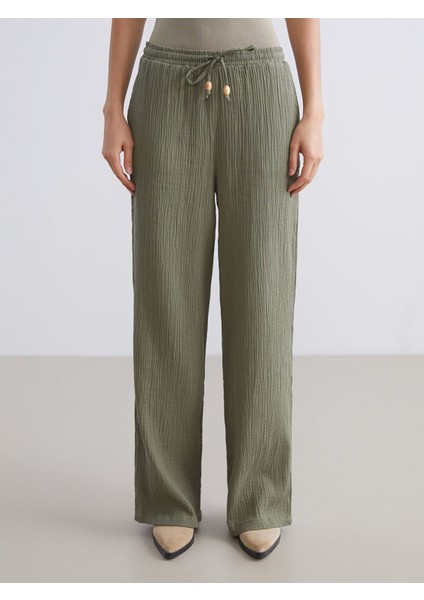 Yeni Sezon Büyük Beden Beli Lastikli Dokulu Müslin Kadın Pantolon fırsatları