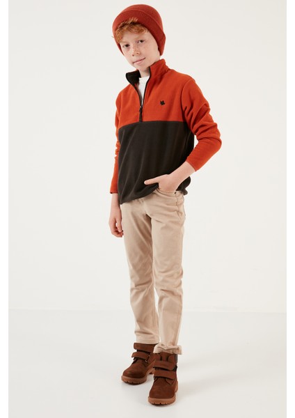 Yumuşak Dokulu Yarım Fermuarlı Renk Bloklu Dik Yaka 2'li Paket Polar Çocuk Polar 5905004S2 fırsatları