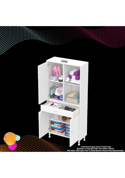 Rosa 85 cm Tek Çekmece Banyo ve Mutfak Dolabı Çok Amaçlı Dolap 3 Kapak 3 Raf 6 Bölme 85x173x32,5 cm fiyatları