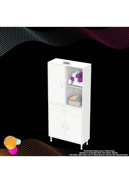 Rosa 85 cm Tek Çekmece Banyo ve Mutfak Dolabı Çok Amaçlı Dolap 3 Kapak 3 Raf 6 Bölme 85x173x32,5 cm modelleri