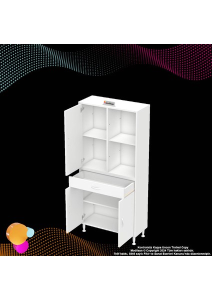 Rosa 85 cm Tek Çekmece Banyo ve Mutfak Dolabı Çok Amaçlı Dolap 3 Kapak 3 Raf 6 Bölme 85x173x32,5 cm fırsatları