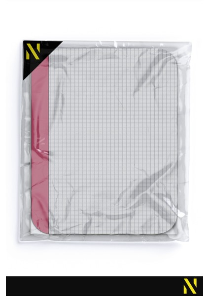 Pembe Bantlı Kareli Defter Tasarımlı Mouse Pad 23X19 cm – Kaymaz Tabanlı Ergonomik Fare Altlığı – Ofis, Ev ve Öğrenciler Için Modern Masaüstü Aksesuar Mousepad