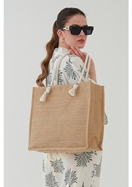 Rosso Collina Kahverengi Hasır Yuvarlak Ip Askılı Plaj Çantası Jüt Kumaş Yeni Sezon fiyatları