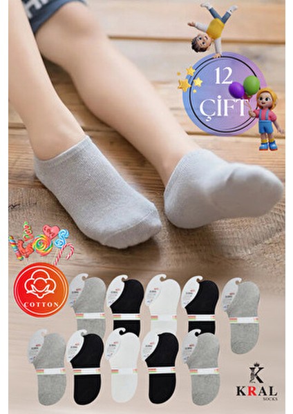 Kız - Erkek Çorap Pamuklu Terletmez (12 Çift) Öğrenci Okul Çocuk Çorabı