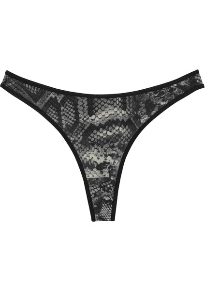 Kadın Siyah Yılan Desenli 2'li Tanga Slip modelleri