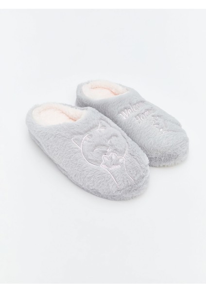 Yeni Sezon Hayvan Nakışlı Pelüş Kız Çocuk Ev Terliği