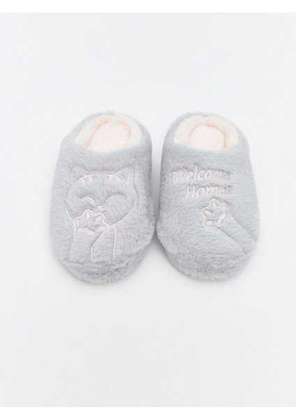 Yeni Sezon Hayvan Nakışlı Pelüş Kız Çocuk Ev Terliği modelleri