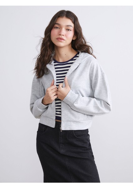 Yeni Sezon Kapüşonlu Kadın Fermuarlı Sweatshirt