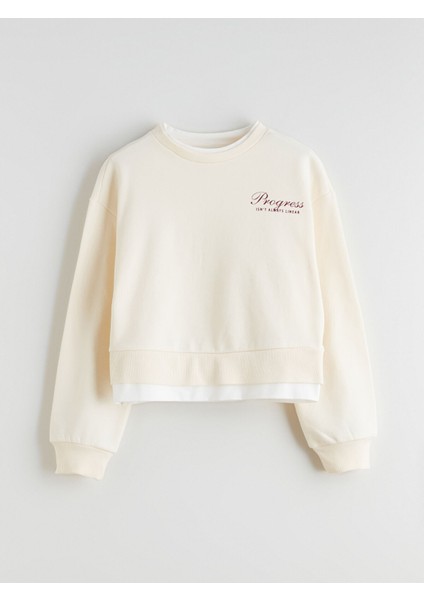 Yeni Sezon Bisiklet Yaka Kız Çocuk Sweatshirt