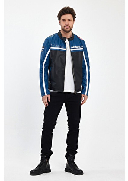 Erkek Baskılı Motorcu Ceket Deri Garnili Yarışçı Mont Fermuarlı ve Çıtçıtlı Kolej Montu Bomber Ceket modelleri