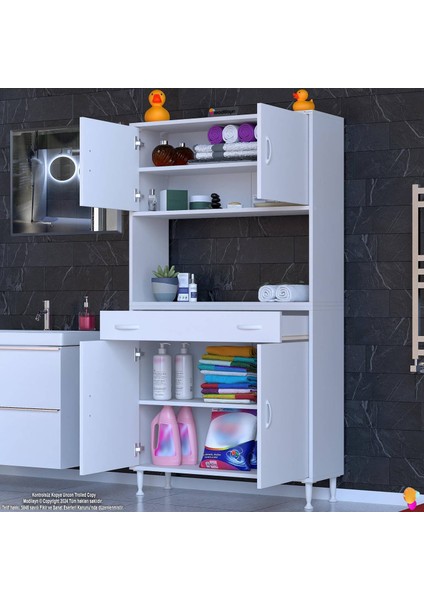 Aster Banyo Dolabı 95x173x32,5cm 1 çekmece 4 kapak ve 5 raflı Dolap fiyatları