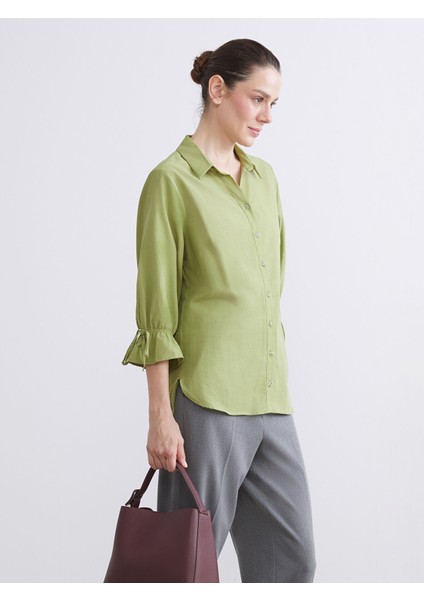 Yeni Sezon Regular Fit Fırfırlı Kadın Gömlek