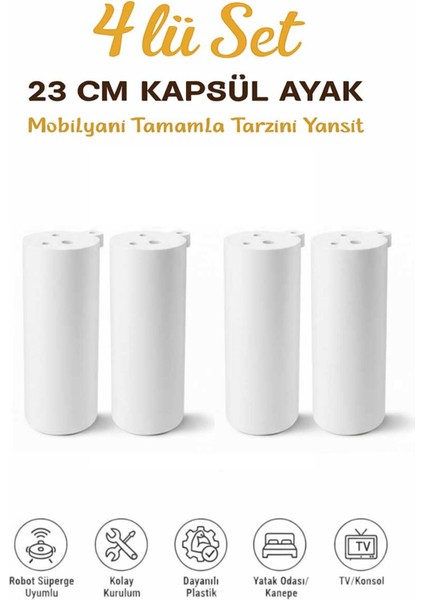 Kapsül Bohem 19 cm Mobilya Kanepe Sehpa Tv Ünitesi Koltuk ve Konsol Ayağı
