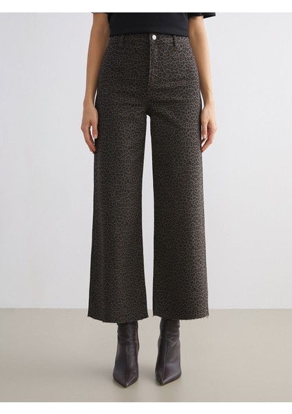 Yeni Sezon Leopar Desenli Wideleg Kadın Jean Pantolon fiyatları