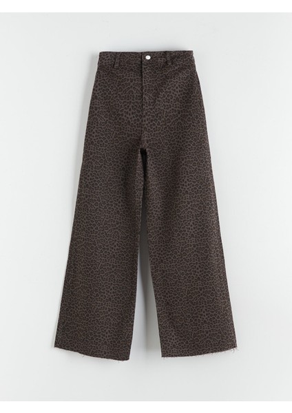 Yeni Sezon Leopar Desenli Wideleg Kadın Jean Pantolon indirimleri