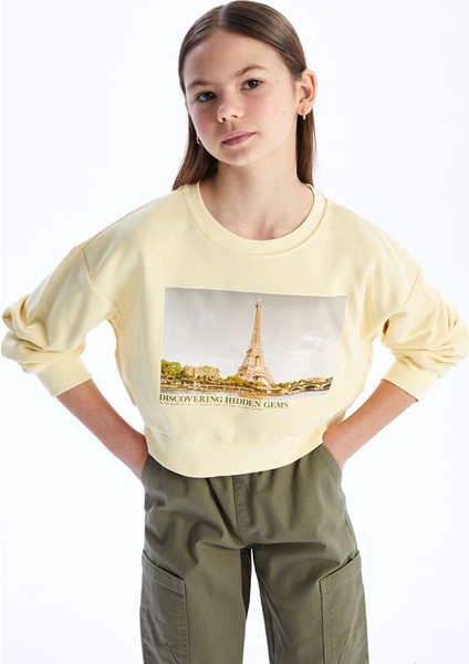 Yeni Sezon Bisiklet Yaka Kız Çocuk Sweatshirt
