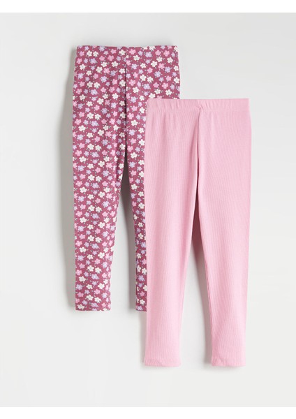 Yeni Sezon Beli Lastikli Kız Çocuk Tayt 2'li