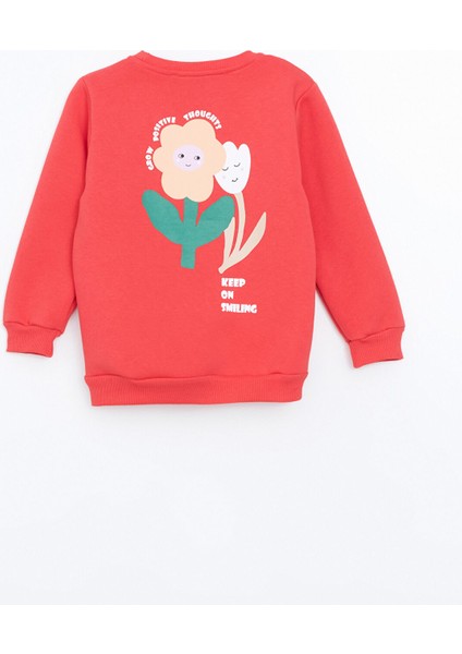 Yeni Sezon Bisiklet Yaka Baskılı Kız Çocuk Sweatshirt modelleri