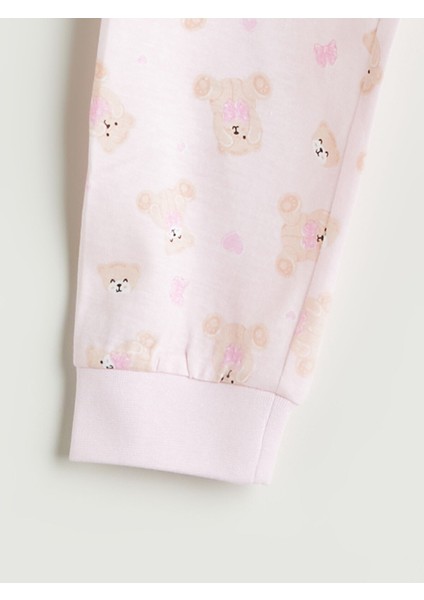 Yeni Sezon Beli Lastikli Ayı Teddy Baskılı Kız Çocuk Pijama Alt modelleri