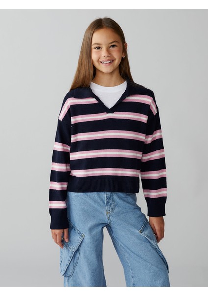 Yeni Sezon Polo Yaka Kız Çocuk Triko Kazak