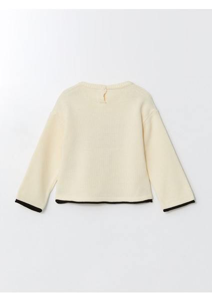 Yeni Sezon Bisiklet Yaka Nakışlı Kız Çocuk Triko Kazak fırsatları