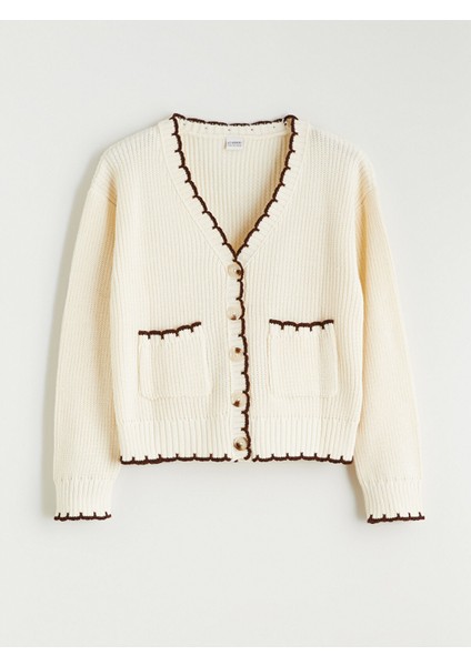 Yeni Sezon V Yaka Kız Çocuk Triko Hırka