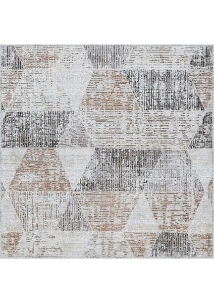 Moysi Geometrik Krem Polyester ve Pamuklu Yıkanabilir Kaydırmaz Taban Dijital Baskı Halı indirimleri