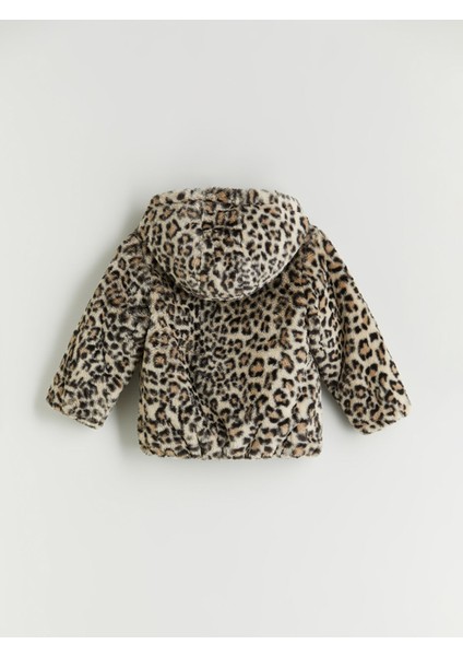 Yeni Sezon Leopar Desenli Kız Çocuk Pelüş Mont fiyatları