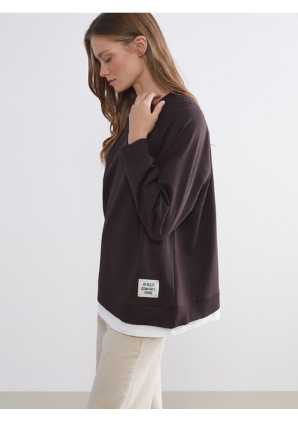 Yeni Sezon Bisiklet Yaka Oversize Kadın Sweatshirt